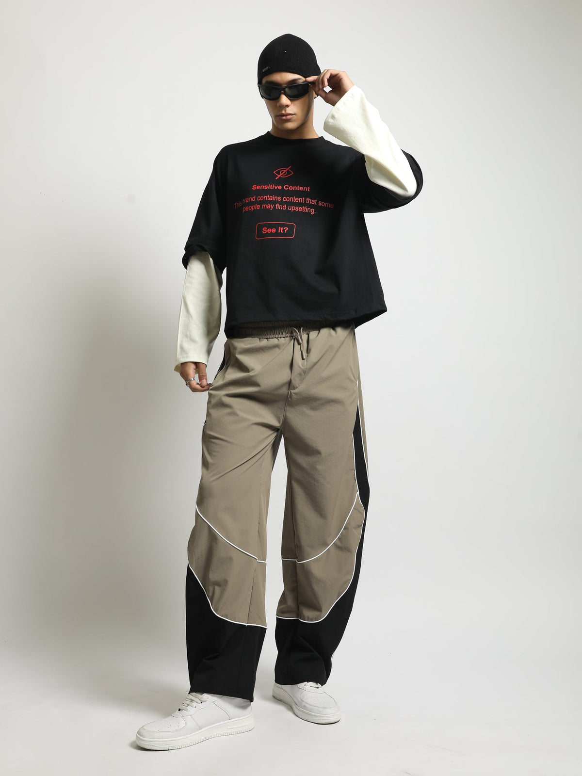 Sensitive Black, Cream Doctor Sleeve T-Shirt