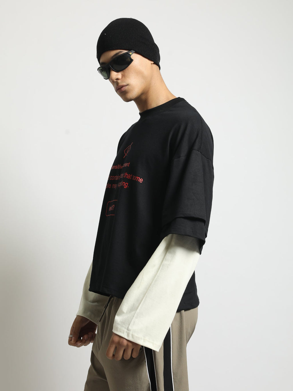 Sensitive Black, Cream Doctor Sleeve T-Shirt