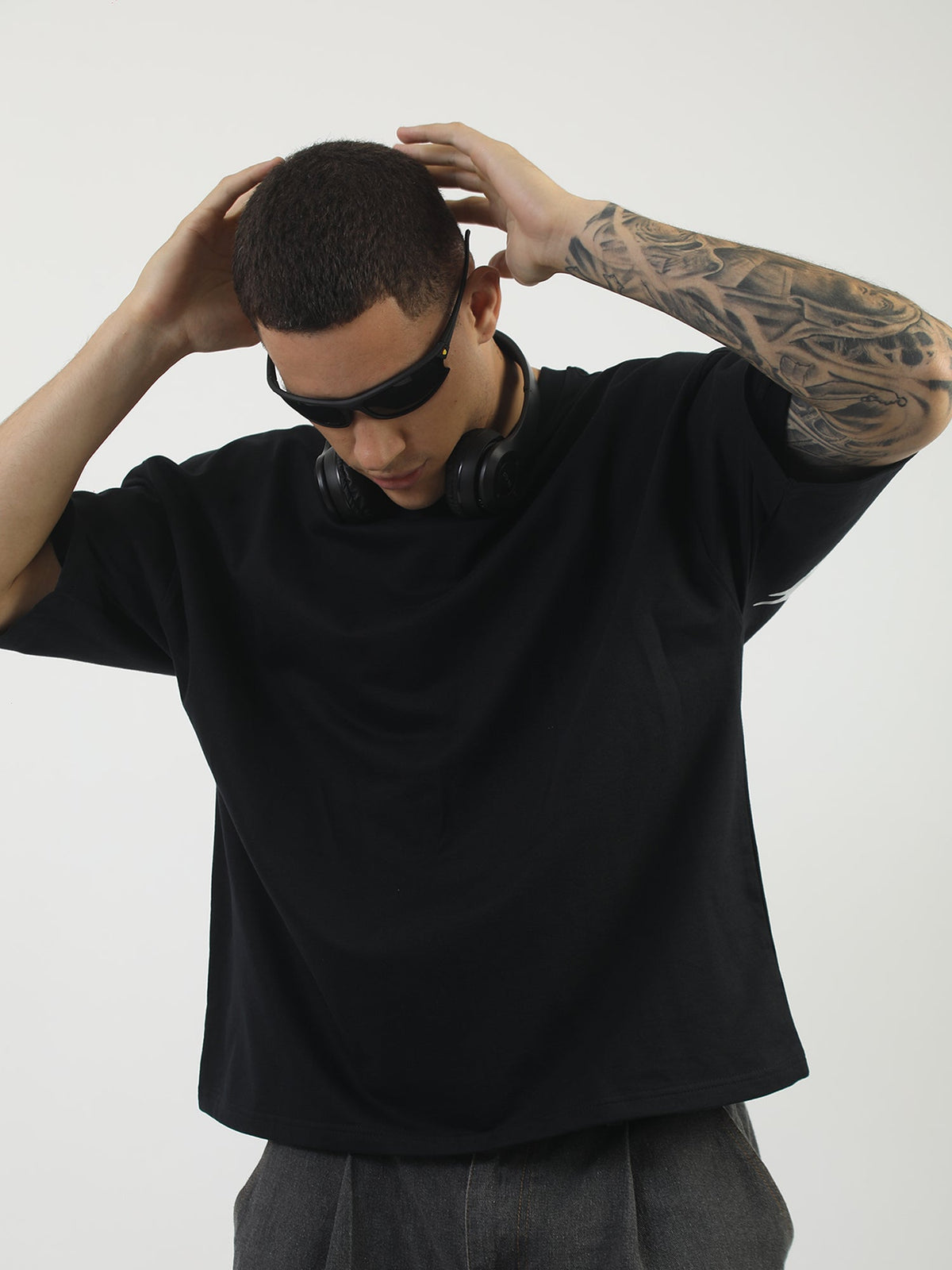 Black Confidence Half Sleeve Boxy T-Shirt
