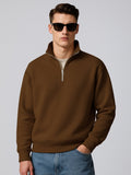 Cozy Cut Zipper Full Sleeve Brown Sweatshirt