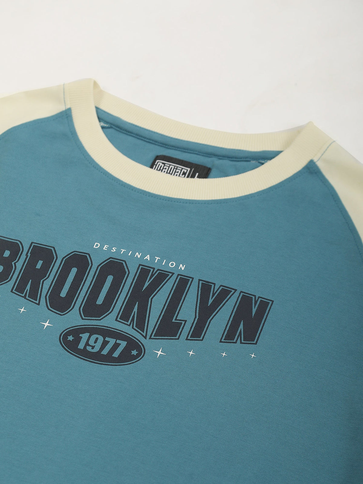 Brooklyn 1977 Blue, Cream Half Sleeve T-Shirt