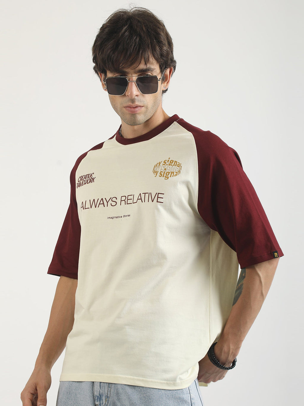 Key Signals Cream Half Sleeve T-Shirt