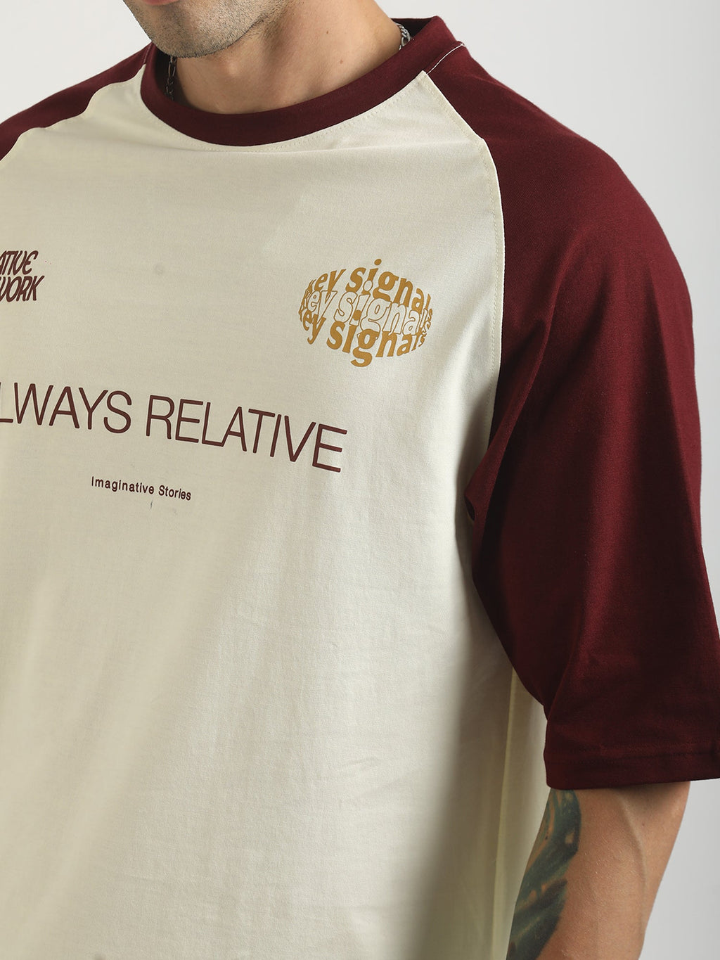 Key Signals Cream Half Sleeve T-Shirt